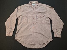 VTG Mens LEVIS Silver Label Shirt Red/Grey Stripe Long Sleeve Large