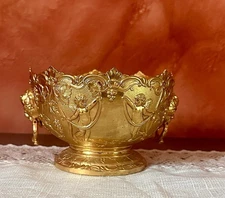 Vintage Cherub Grape Dionysus Handles Bowl 5" Corbell & Co Mark Candy Dish 