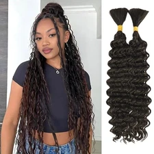 Deep Wave Bulk Hair 2 Bundles/Pack 150g 18 Inch No Weft Deep Wave Bulk Hair for