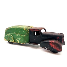 1930s Wyandotte Pressed Steel Toy Delivery Van Truck - Wooden Wheels