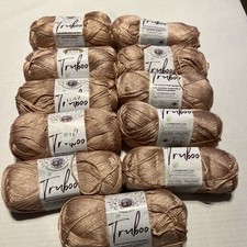 11 Skeins Lion Brand Yarn 837-123Q Truboo Yarn, Tan