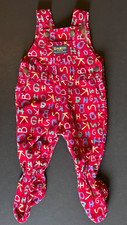 VTG 80s OshKosh Red ABC Corduroy Footie Overalls 3-6M Vestbak Union Made in USA