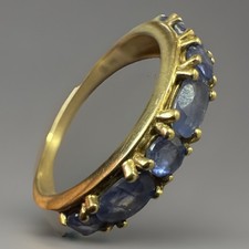 Gemporia 9ct Yellow Gold 7 Stone Oval Round Natural Burmese Sapphire Ring Size P