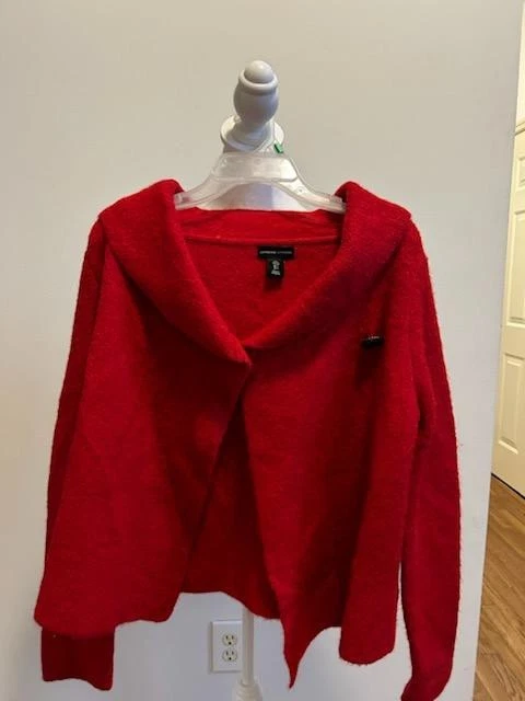 Adrienne Vittadini Rojo Suéter Capa Cárdigan Manga Larga Botón Único Talla Pequeña  Foto 3 de 4