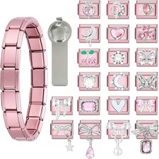 22Pcs Charm Set 9mm Italian Modular Charm Bracelet DIY Module Jewelry Heart