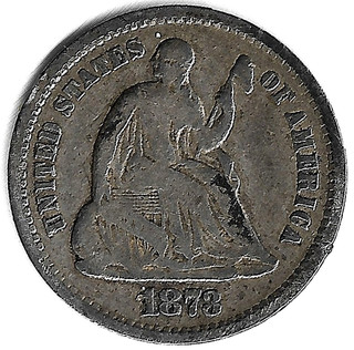 1873 S Liberty Seated Half Dime Nice Details & Problem Free 90% Silver Coin