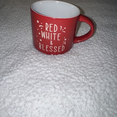 Red White & Blessed Large Patriotic Ceramic Coffee Mug NEW