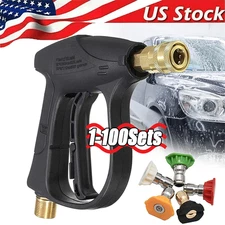 1/4" High Pressure Washer Gun 4000 PSI Car Wash Foam Spray Short Wand w/5 Nozzle