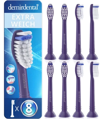 8er demirdental Extra Soft Aufsteckbürsten für Philips Sonicare | Lila