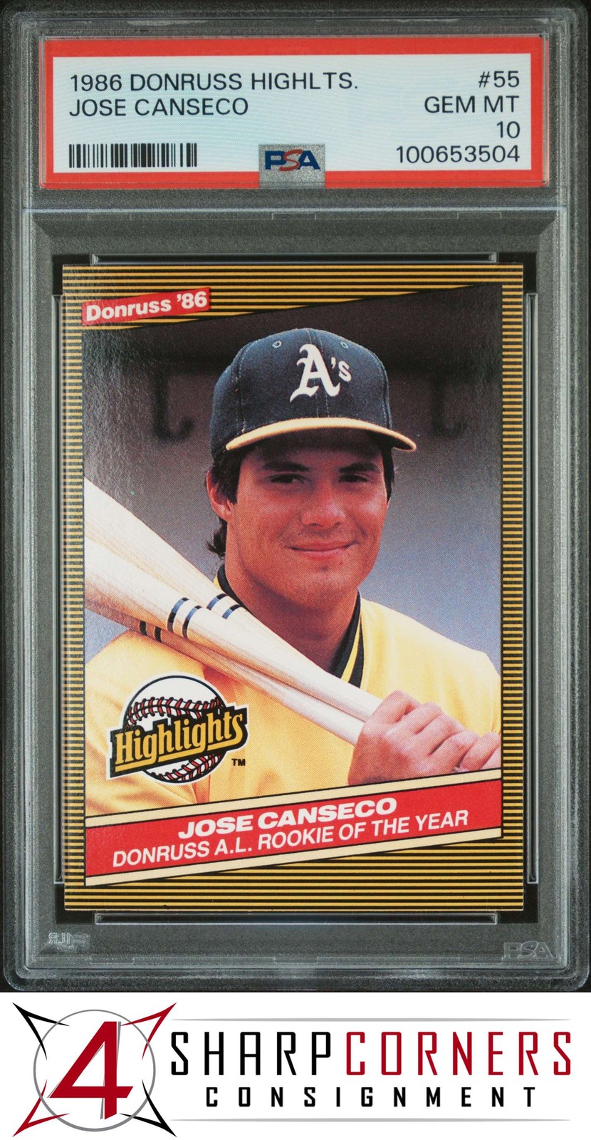 1986 DONRUSS HIGHLIGHTS #55 JOSE CANSECO RC ATHLETICS PSA 10