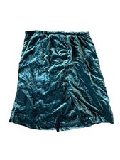 Anthropologie Skirt Size 4 Dark Green Velvet Velour Ruched Zip Up Slip