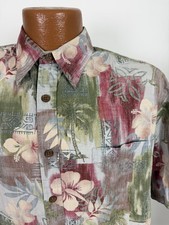 Cooke Street Hawaiian Shirt Men Medium Floral Tribal Geometric Cotton Vintage