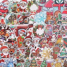 50PCS Random Holographic Christmas Xmas Theme Vinyl Waterproof Stickers