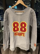 Bape A Bathing Ape Logo Crewneck Sweatshirt Grey Vintage Mens Size L Authentic