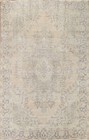 Distressed Wool Floral Tebriz Vintage Area Rug 7x10 Hand-knotted Living Room Rug