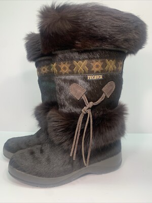 boots size tecnica black fur boots
