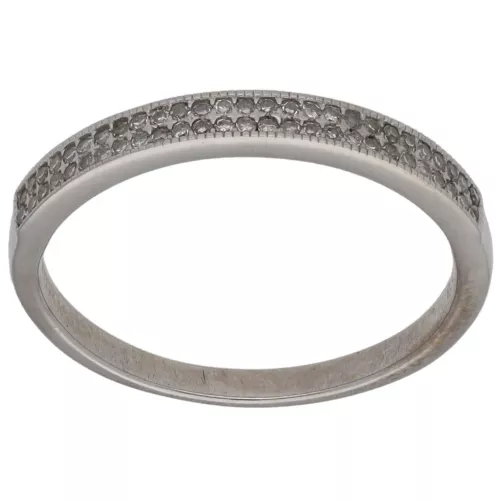 9ct White Gold Diamond Ring 2.12g Half Eternity Size O - Fully Hallmarked