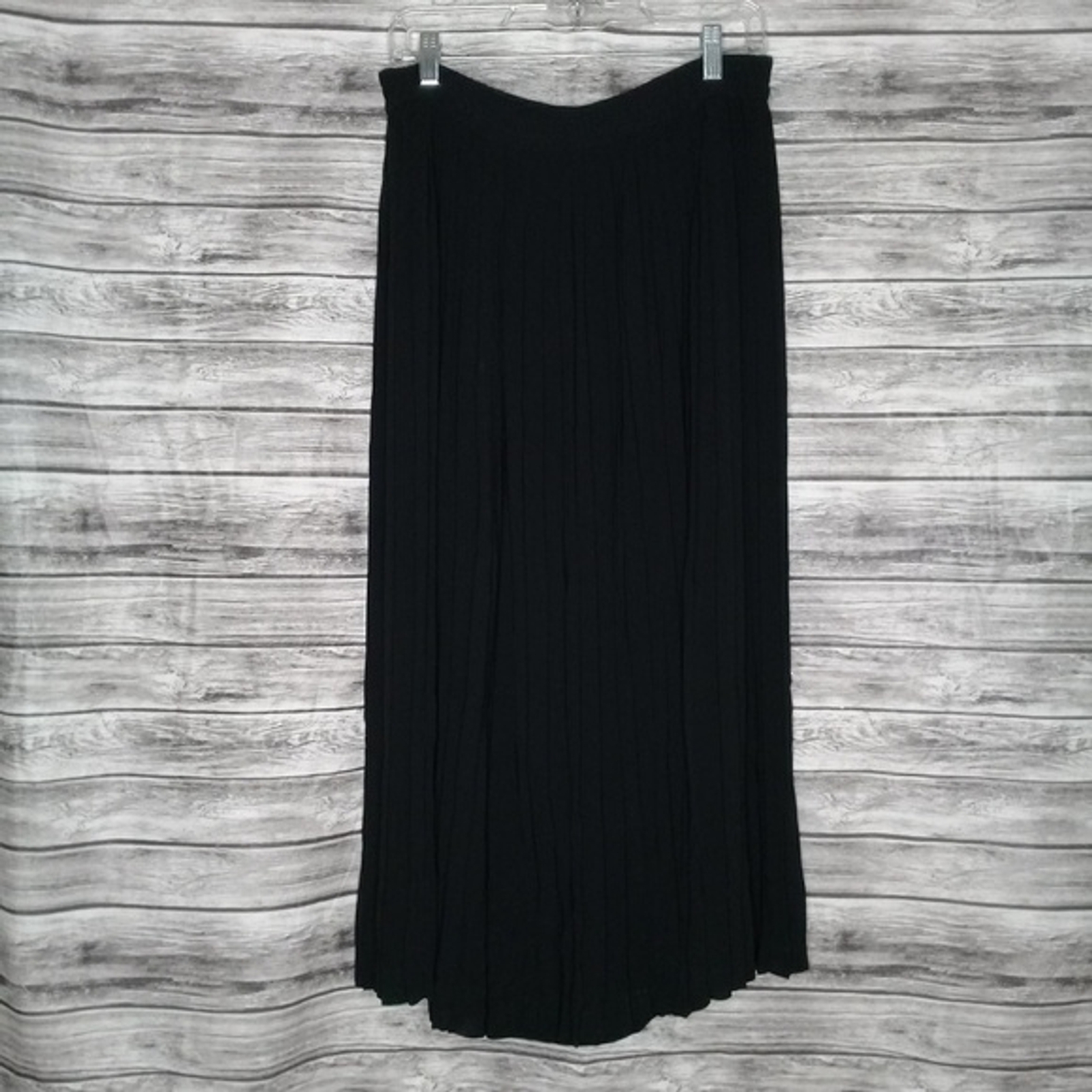 Vintage Black Knife Pleated Chiffon Palazzo Pants Size 10 by IB Diffusion