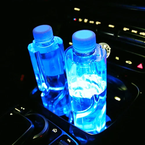 2pcs RGB LED Car Interior Cup Holder Light Mat Pads Drink Coaster Mercede s Benz - Picture 3 of 11