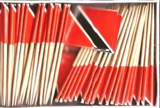 One Box of 100 Trinidad Toothpick Flags, 100 Small Mini International Flags