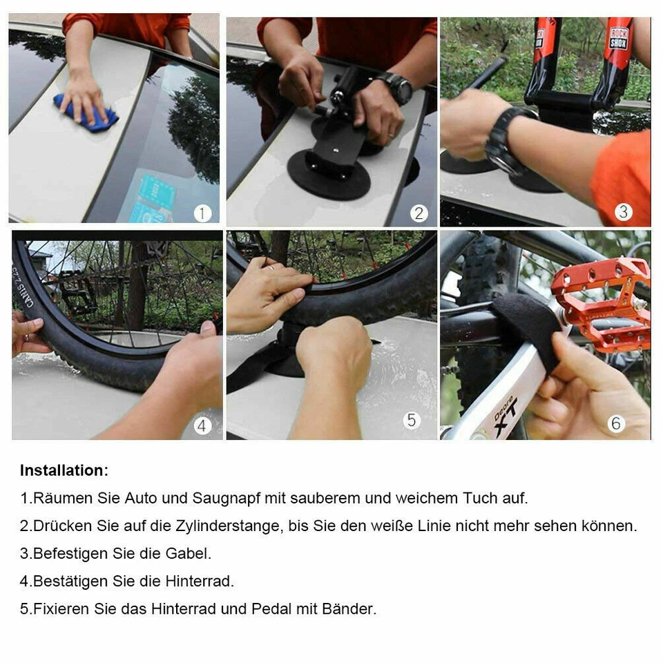 ROCKBROS Portabicicletas Portaequipajes de Techo Montaje Rápido Ventosa para 1-3 Bicicletas - Imagen 3 de 4