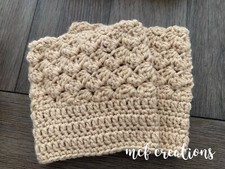 Crochet Boot Cuffs- Taupe
