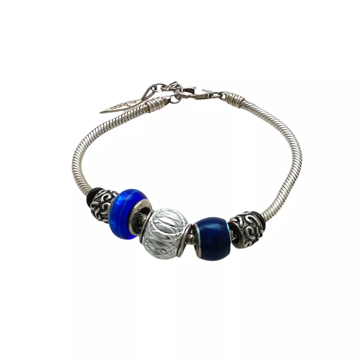 Amore and Baci Italy 925 Sterling Adjustable Charm Bracelet European Modular