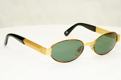 Gianni Versace 1996 Vintage Unisex Gold Oval Metal Sunglasses MOD