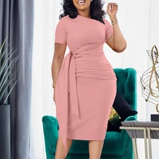 Women's Ruffle Bodycon Ruched Dress Work Dress Party Sheath Cocktail Dresses