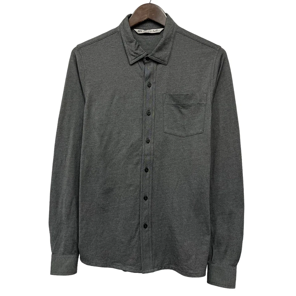 Travis Mathew Men's Button Front Shirt Golf Gray Pocket Cotton/Polyester Peru S - Image 2 of 4