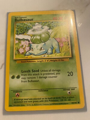 Pokémon TCG Bulbasaur Base Set 44/102 Regular 1st Edition Common | eBay