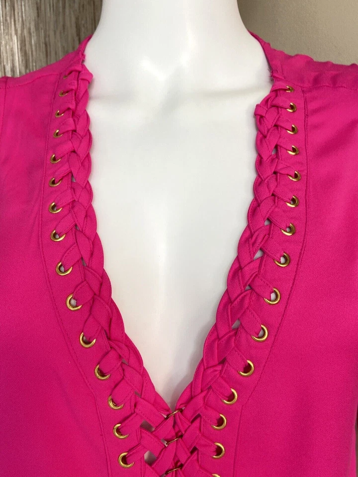 BIBA HOT PINK EYELET COLD SHOULDER BLOUSE SIZE 12 BNWT - Image 4 of 4