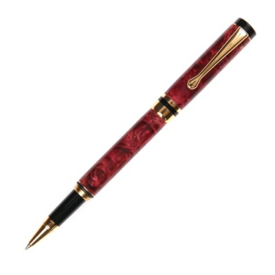 Classic Rollerball Pen - Red Box Elder, 24kt Gold Plating