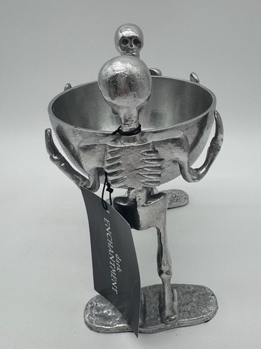 Halloween Skeleton Bowl Pedestal Stand Sculpture Metal Decorative Bowl New Tags - 第 2/12 張圖片