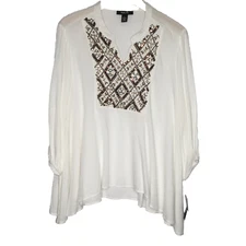 NWT Style & Co Women Top Blouse Shirt Size XL Asymmetric Hem 3/4 Sleeve Flowy