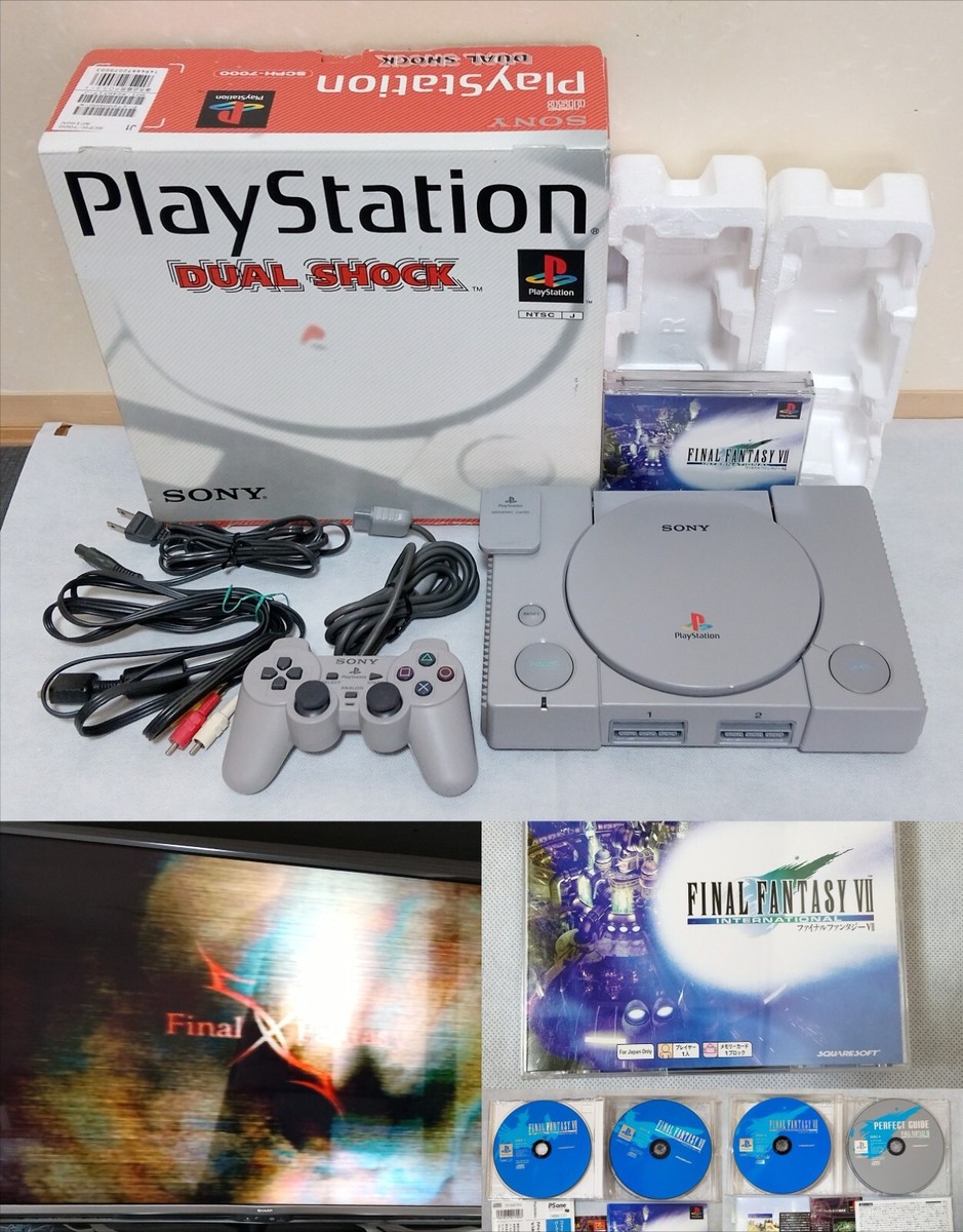 Sony PS1 Console SCPH-7000 w/Game(4-disk) Memory card Excellent  Working