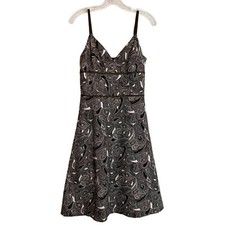 Ann Taylor Loft Brown Paisley High Waist Spaghetti Strap Dress Women’s Size 2