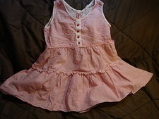 Vintage 50s Girls Childs Dress 5 Cinderella Sun seersucker Tiered VGC Red