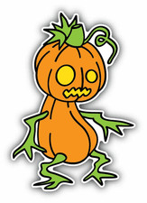 Monster Pumpkin Spooky Cartoon Car Bumper Sticker Decal 3" x 5"