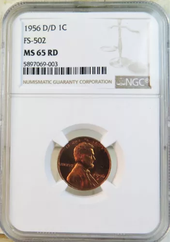 1956 D Lincoln cent NGC MS65RED *FS-502 RPM* BR