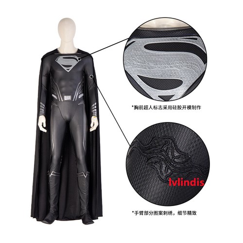 Disfraz de Superman Disfraz Traje Negro Clark Kent Liga de la Justicia Halloween Mono - Imagen 9 de 21