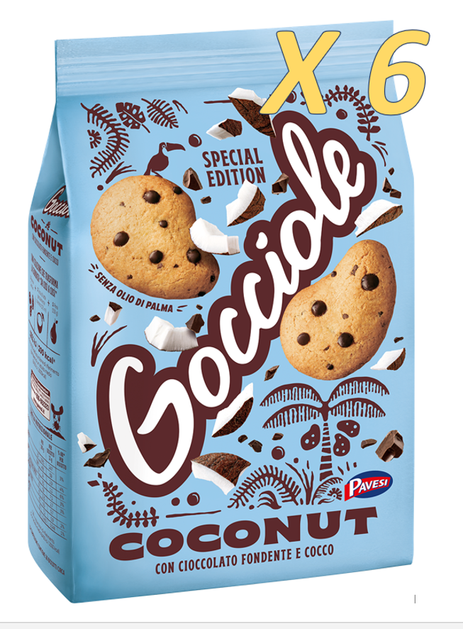 PAVESI GOCCIOLE COCONUT biscuits with chocolate and coconut 6 x 320 g (1,920 kG)