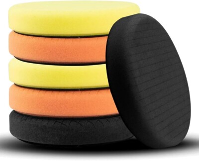 Autocare 4er Pack 6 Stück 6,5 Zoll Gesicht für 6 Zoll Trägerplatte Compound Polierschwamm Pads