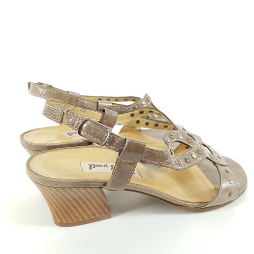 Paul Green Sandaletten Damen Gr. EU 38 UK 5 Grau Leder Nieten Sandalen Slingback - Bild 3 von 9