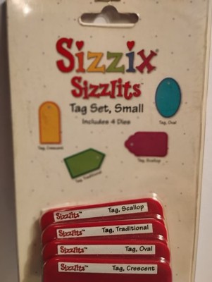 NIP Sizzix Sizzlits Small Tag Set of 4 Dies 38-9614 Oval Crescent