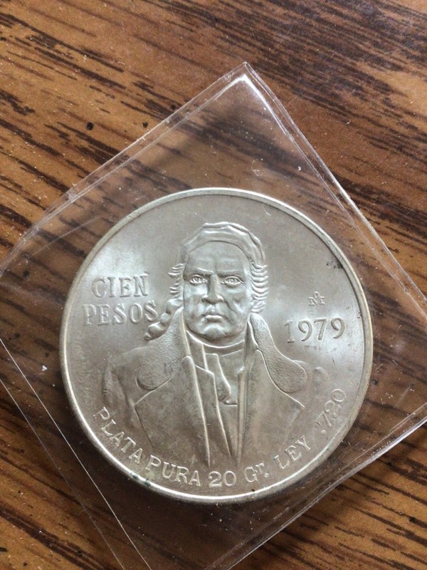 1979 Mexico 100 Pesos Silver Coin 20g .720 Plata Pura, Uncirculated