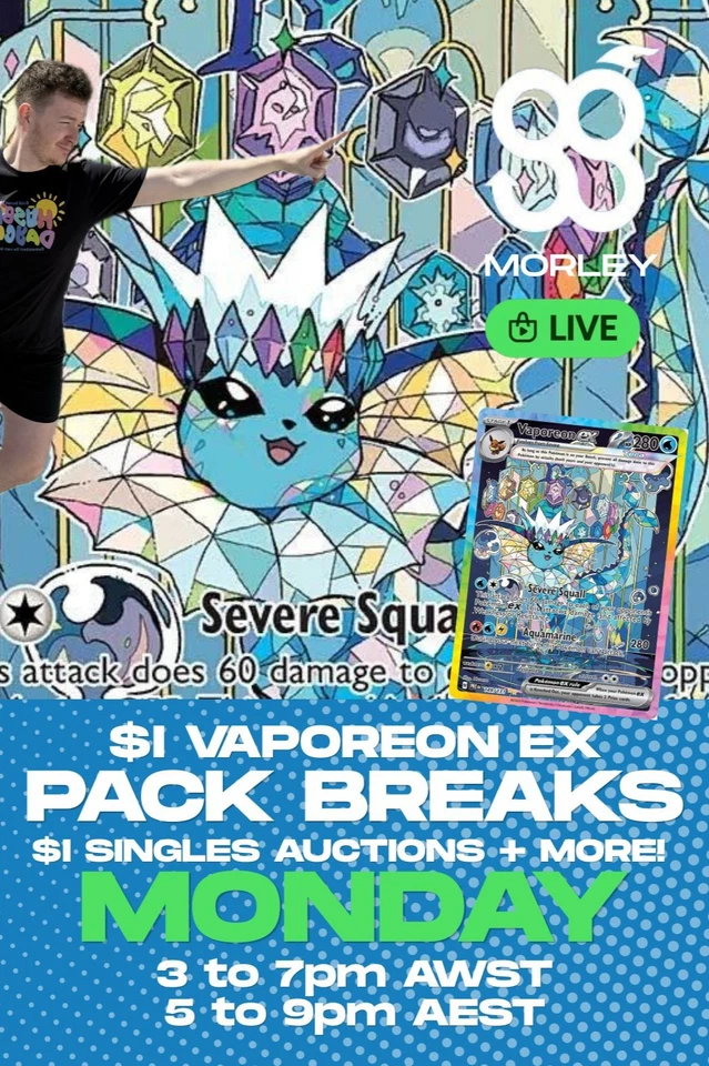 $1 Prismatic Vaporeon ex + $1 Singles & Pack Breaks