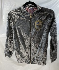 Disney Descendants Crushed Gray Velvet Reversible Jacket Girls Large