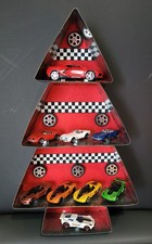 Original Galvanized Metal Christmas Tree With Diecast Chevrolet Corvettes