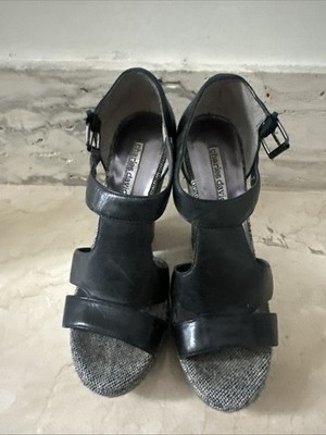 Charles David Plataforma Block Heels Size7 B  Leather And Fabric Combination